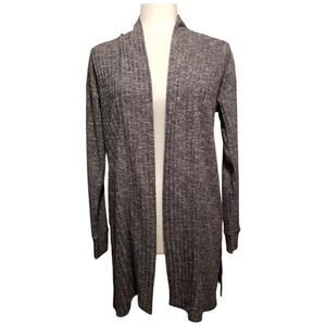 Loft Open Cardigan Mid Length Gray Chambray Size Small